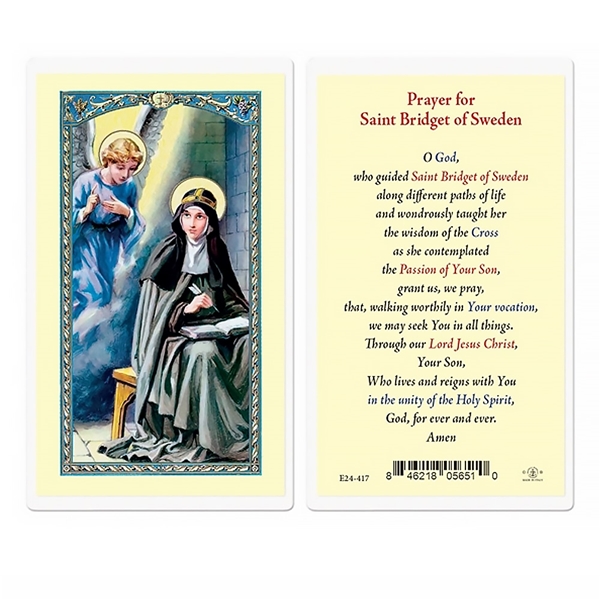 Saint Bridget of Sweden Laminated Prayer Card