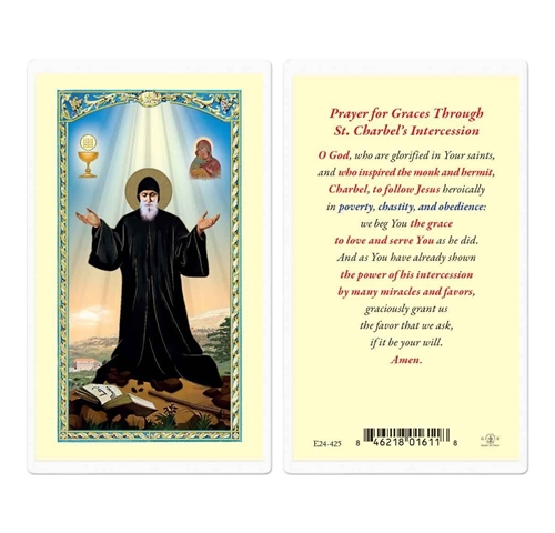 Saint Charbel Laminated Prayer Card