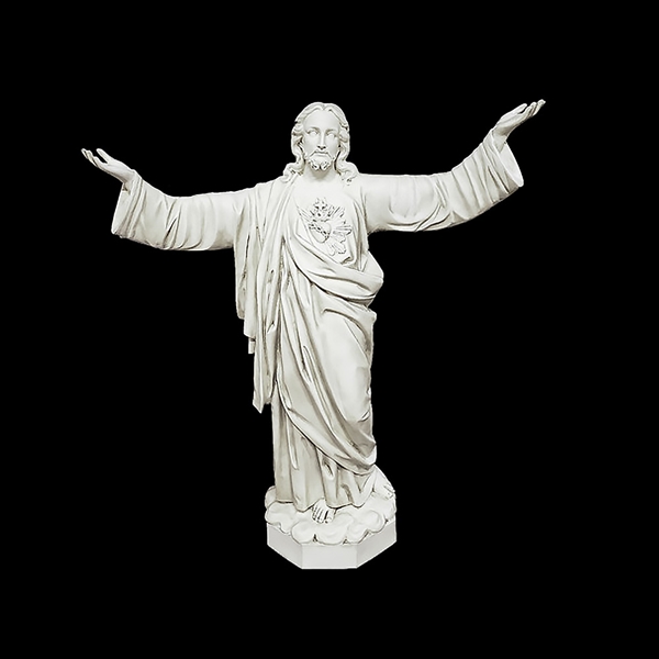 Pleading Sacred Heart of Jesus Statue - 63-Inch - Antique Stone Finish