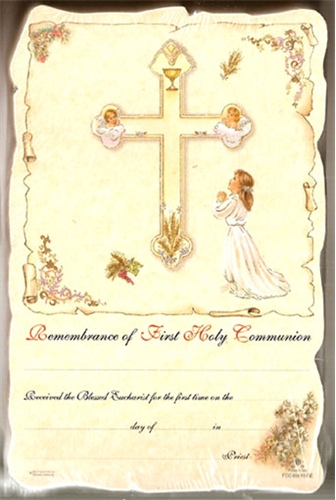 First Holy Communion Girl Remembrance Certificates