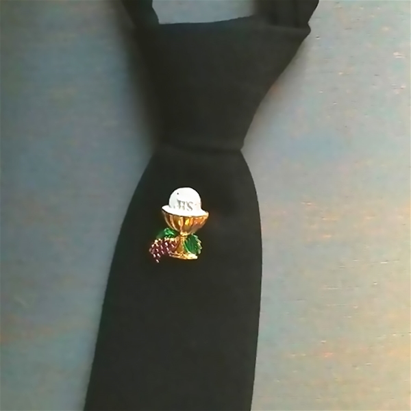 First Communion Tie with Chalice Pin - Black