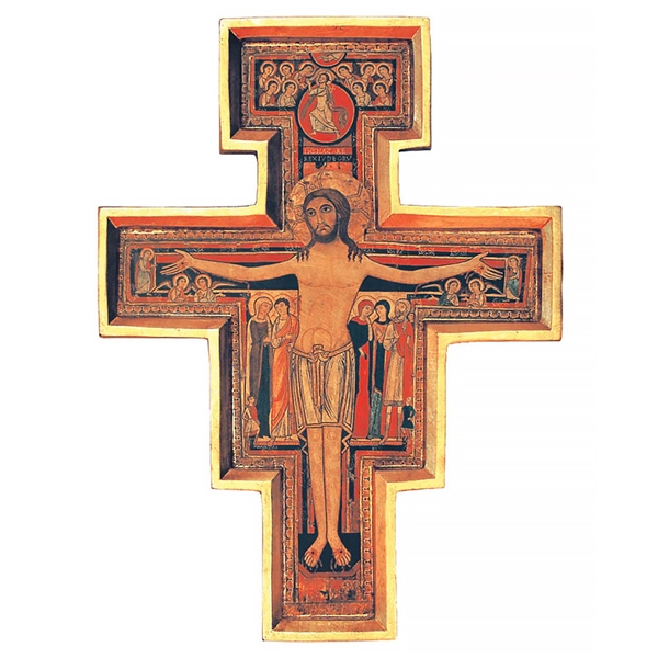 San Damiano Crucifix with Raised Border - 17-Inch
