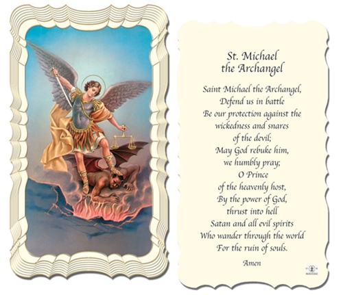 St Michael Linen Prayer Card