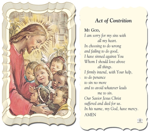 Act of Contrition Linen Holy Card