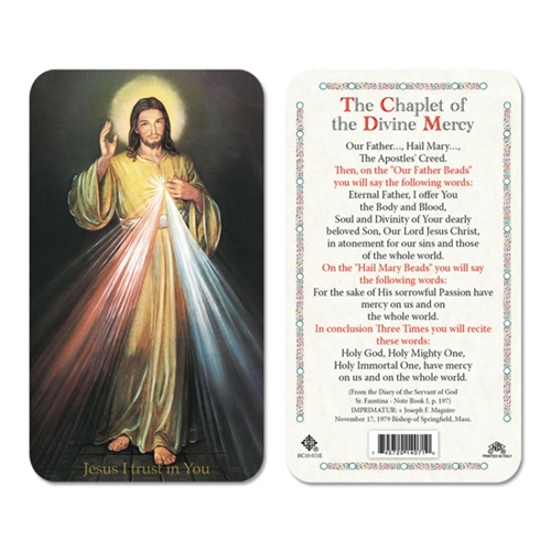 Chaplet of Divine Mercy Plastic Prayer Card
