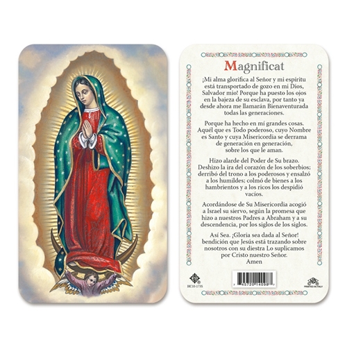 Our Lady of Guadalupe Magnificat Plastic Prayer Card in Spanish