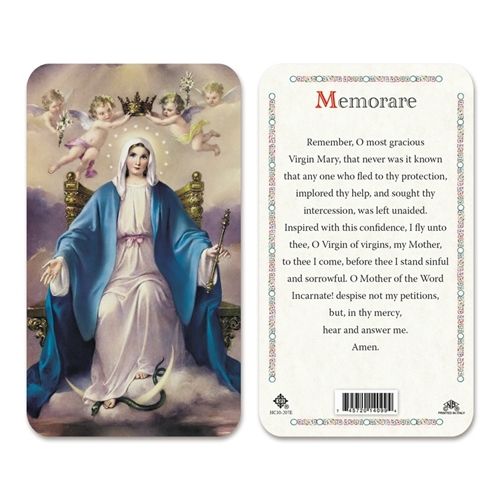 Queen of Heaven Memorare Plastic Prayer Card
