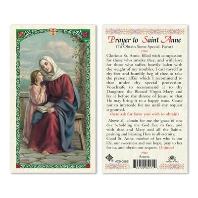 Saint Anne Laminated Prayer Card