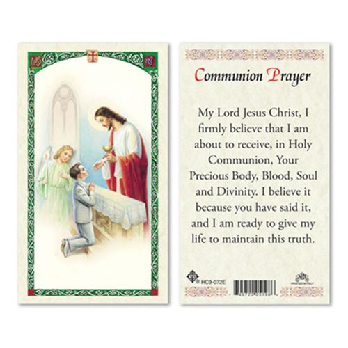 Boy&#39;s Communion Laminated Prayer Card Eucharist