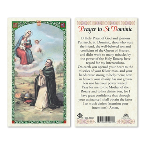 Saint Dominic Laminated Prayer Card