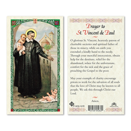 Saint Vincent de Paul Laminated Prayer Card
