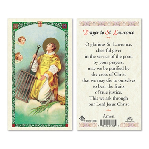 Saint Lawrence Laminated Prayer Card