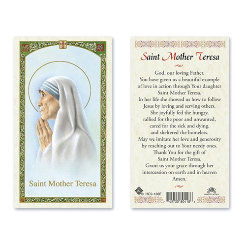 Saint Mother Teresa Laminated Prayer Card