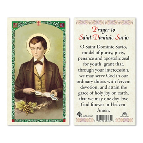 Saint Dominic Savio Laminated Prayer Card