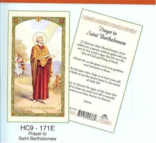 Prayer to St. Bartholomew Laminated Prayer Card