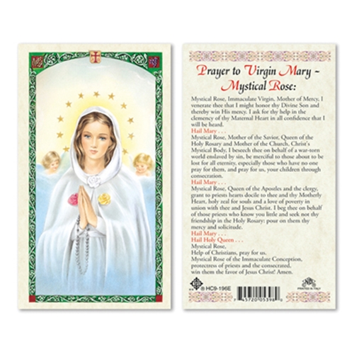 Virgin Mary Mystical Rose Laminated Prayer Card