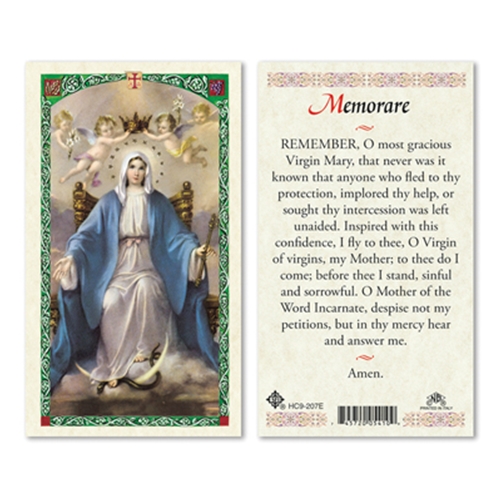 Queen of Heaven Memorare Laminated Prayer Card