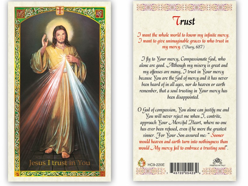 Divine Mercy Trust Laminated Prayer Card