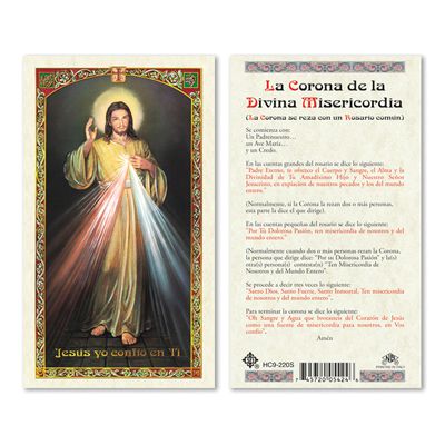 La Corona de la Divina Misericordia Laminated Prayer Card