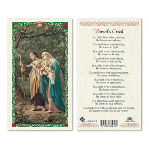 Parent&#39;s Creed Laminated Prayer Card