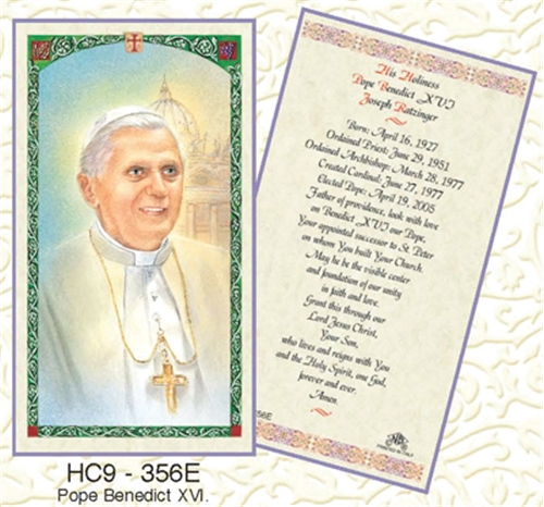 Pope Benedict XVI Laminated Prayer Card