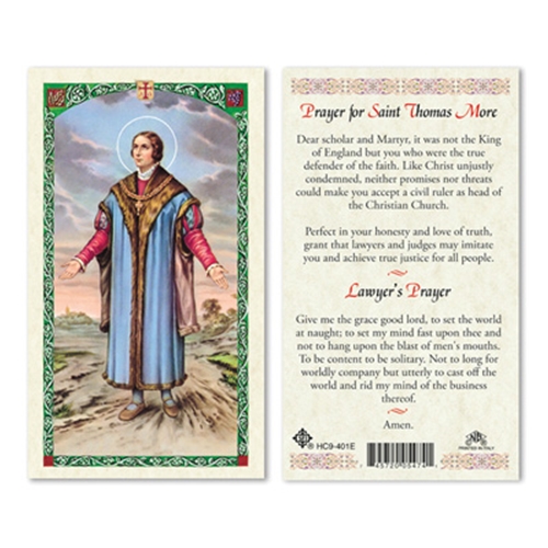 Saint Thomas More Laminated Prayer Card