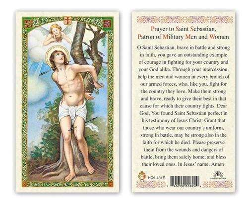 Saint Sebastian Patron of Military Men and Women Laminated Prayer Card