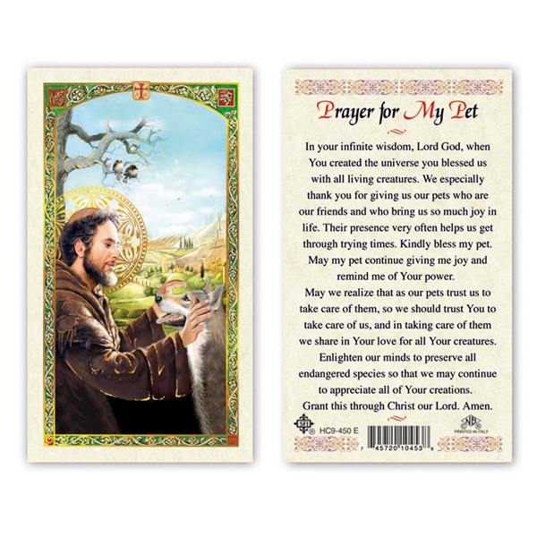 St. Francis Prayer for My Pet Laminated Prayer Card