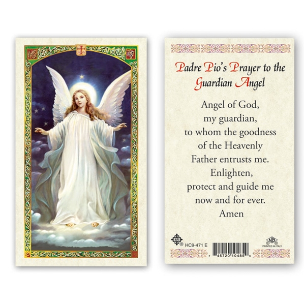 Saint Padre Pio&#39;s Prayer to the Guardian Angel Laminated Prayer Card