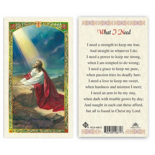 What I Need Laminated Prayer Card