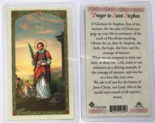 Saint Stephen Laminated Prayer Card