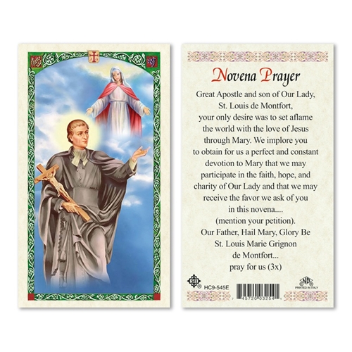 Novena Prayer to St Louis de Montfort Laminated Prayer Card