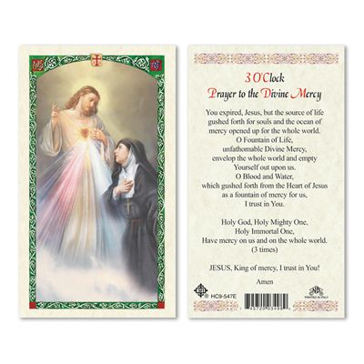 3 O&#39;Clock Divine Mercy Laminated Prayer Card