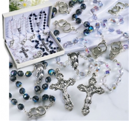 Crystal Wedding Rosaries Gift Set