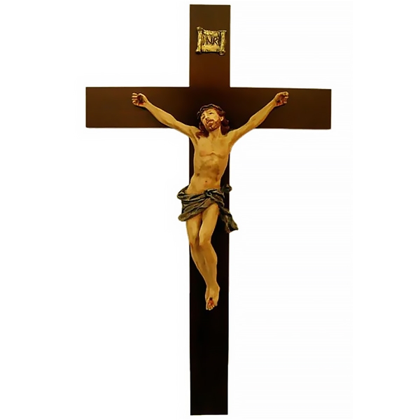 Italian Wood Crucifix with Alabaster Corpus - 39-Inch