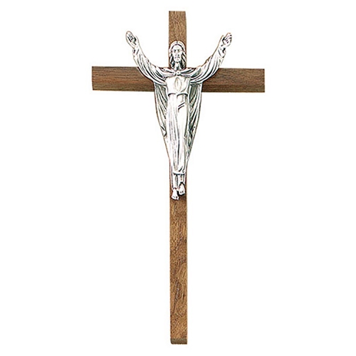 10-Inch Risen Christ Walnut Finish Crucifix