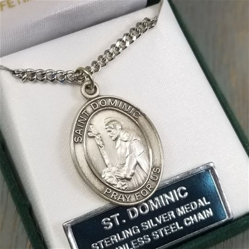 St Dominic Sterling Silver Oval Medal