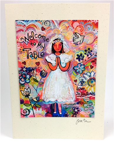 Contemporary 1st Communion Greeting Card by Jen Norton ~ Girl