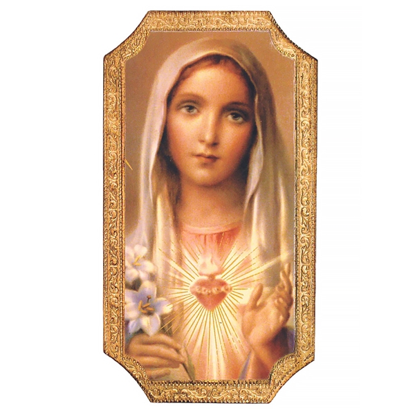 Immaculate Heart of Mary Florentine Plaque - 4.75 x 9-Inch
