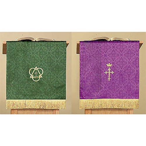 Reversible Pulpit Scarf - Violet/Green - Cross and Trinity
