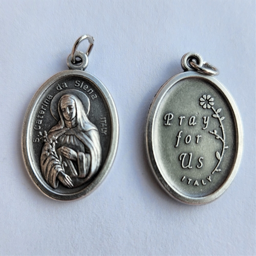 St. Catherine of Siena Oxidized Medal