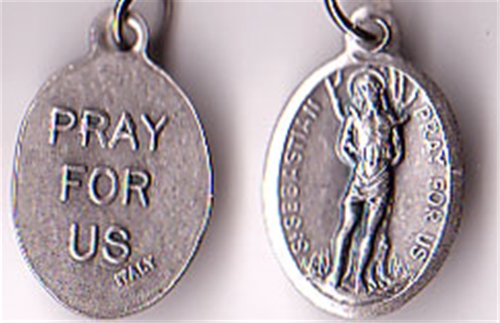 St. Sebastian Inexpensive Oxidized Medal