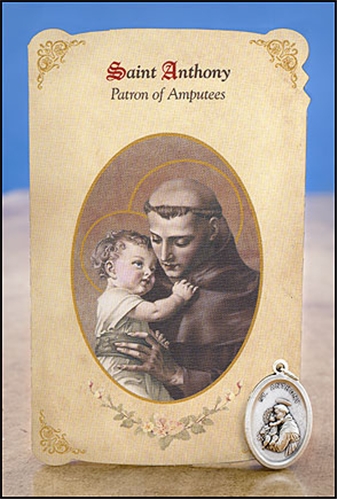 St Anthony (Amputees) Healing Holy Card with Medal