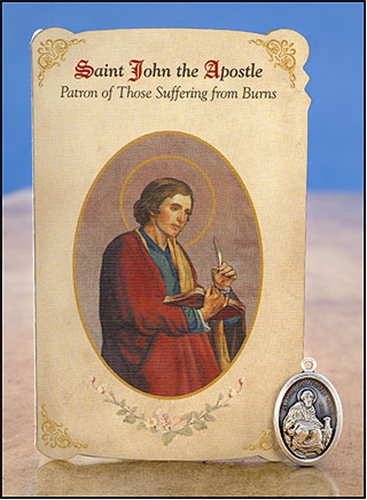 St John the Apostle (Burns) Healing Holy Card with Medal