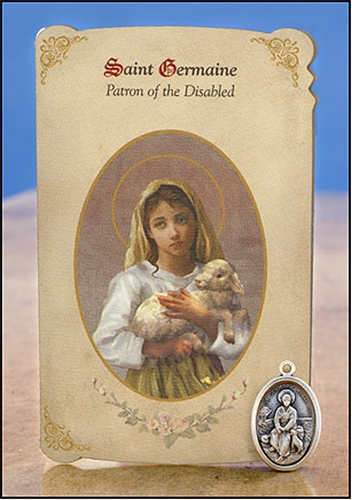 St Germaine (Disabled Persons) Healing Holy Card with Medal