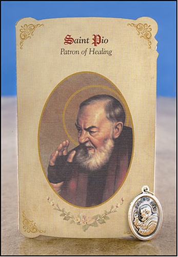 St Padre Pio (General Healing) Healing Holy Card with Medal