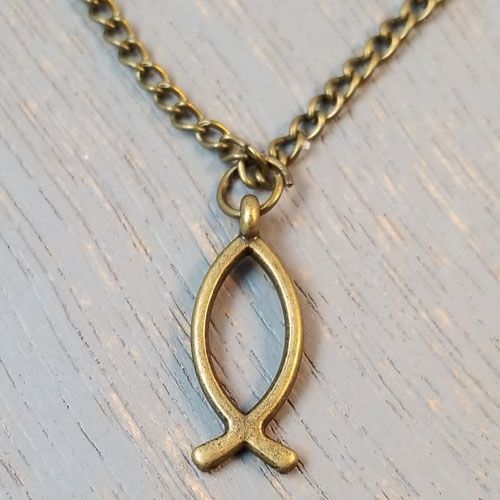 Bronze ICHTHYS (Christian Fish) Necklace