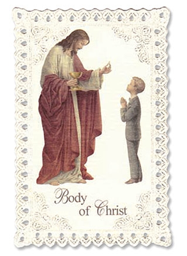 Standing Boy First Communion Prayer Card