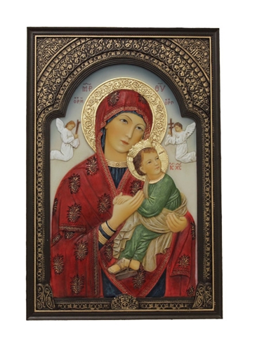 Our Lady of Perpetual Help Plaque Hand-Painted Color