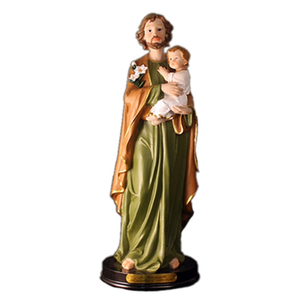 Saint Joseph Statue with Wooden Base - 5&quot;, 8&quot;, or 12&quot;
